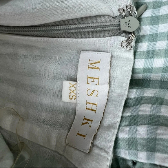 Meshki Eileen Gingham Corset Ruched Mini Dress Green White Size XXS - Picture 4 of 6